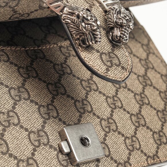 Gucci Dionysus Beige & Ebony GG Supreme Canvas Medium Shoulder Bag - Picture 9 of 13